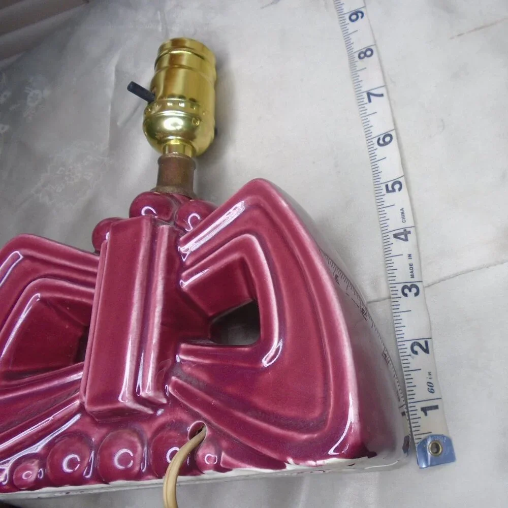 Small Vintage Lamp Glazed Ceramic Light 40s 1940s Retro Lighting - Picture 9 of 15